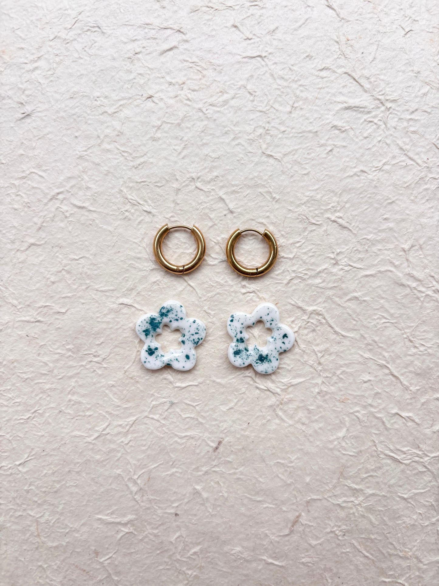 Boucle d’oreille « Emma » terrazo vert