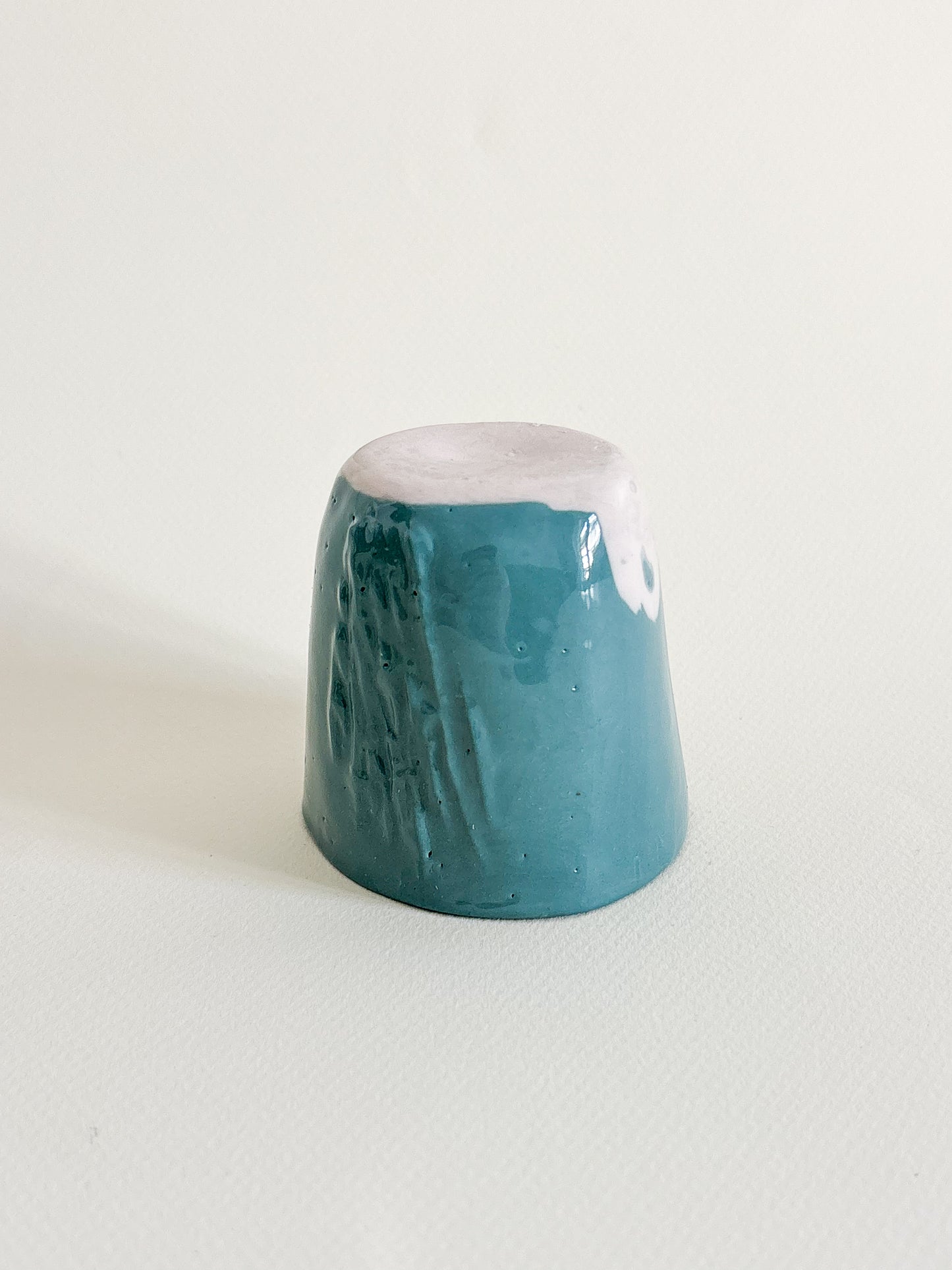 Tasse à café porcelaine bleu canard et rose ( 110ml)