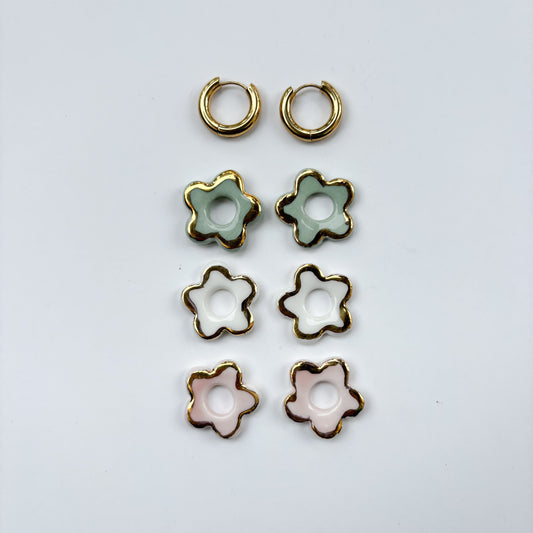 Boucles d’oreilles Emma en porcelaine dorées à l’or fin