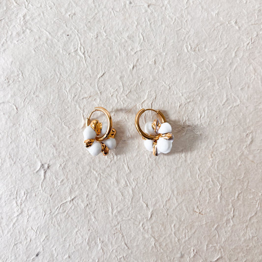 Boucles d’oreilles “Emma” – Porcelaine blanche et or