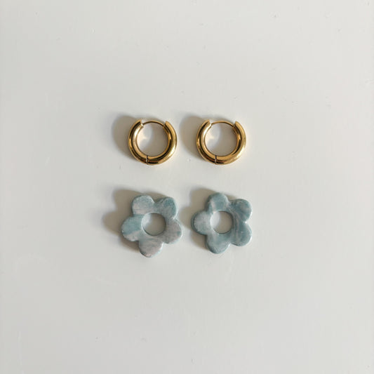Boucles d’oreilles Emma - Marbrée Bleu et rose