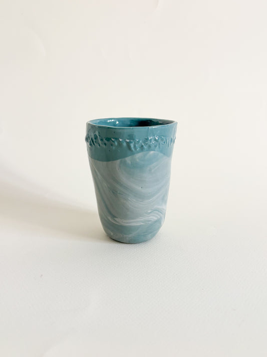 Tasse tactile porcelaine rose et bleu (160ml)