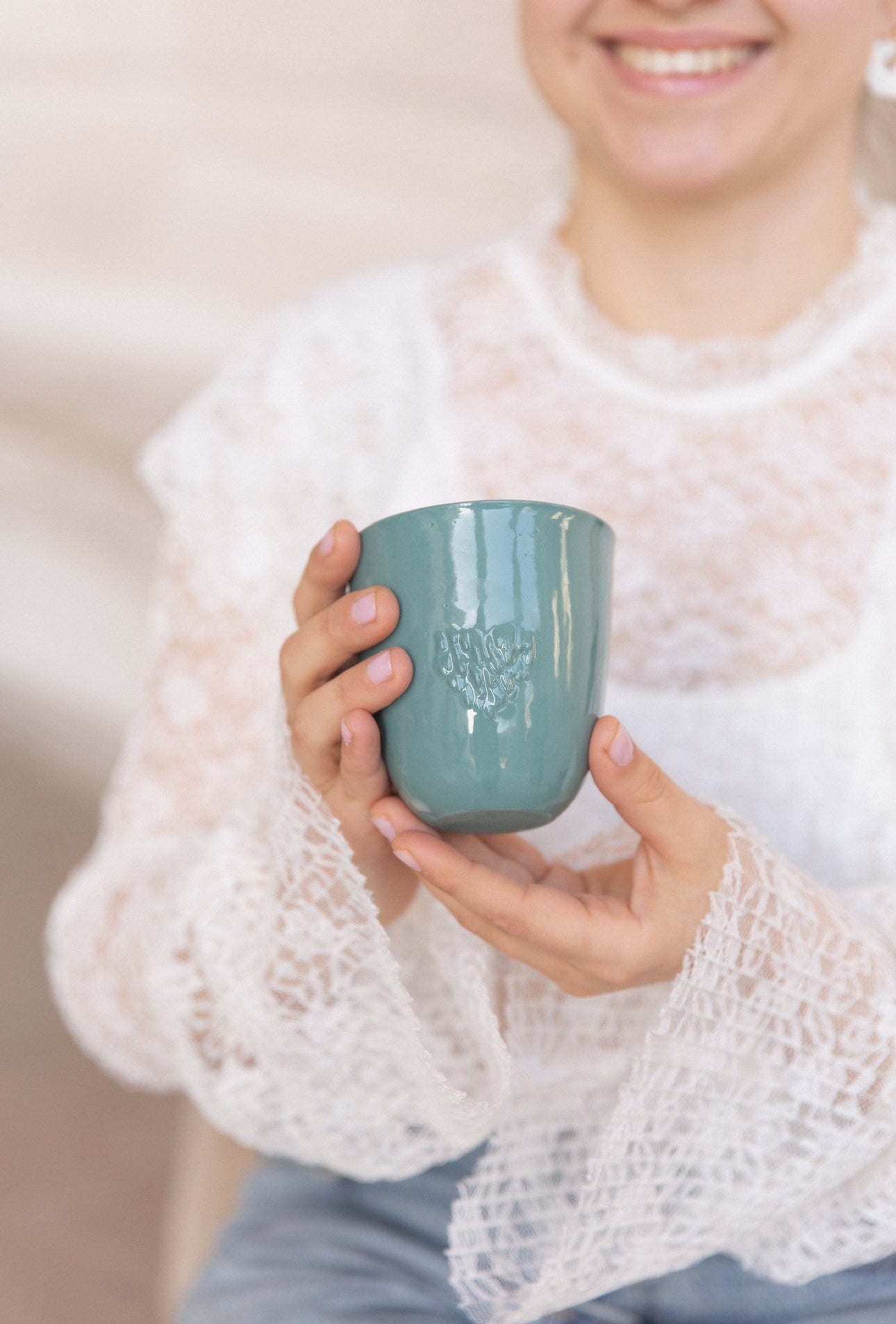 Tasse tactile cœur en porcelaine - Taille M (250ml)