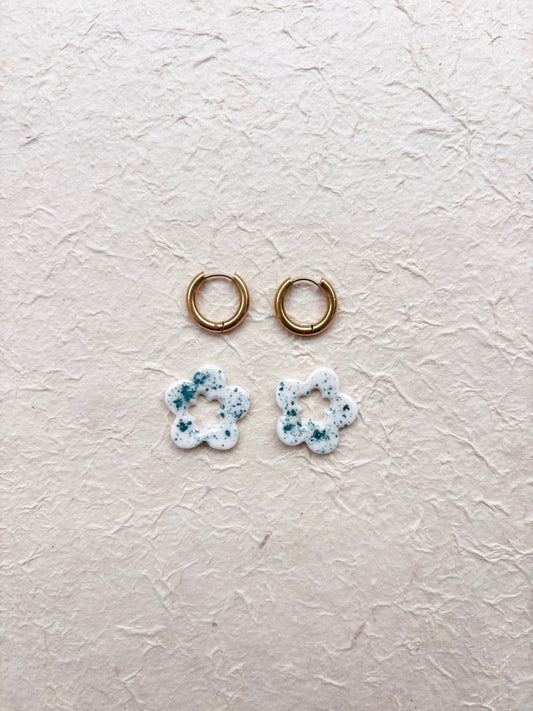 Boucle d’oreille « Emma » terrazo vert