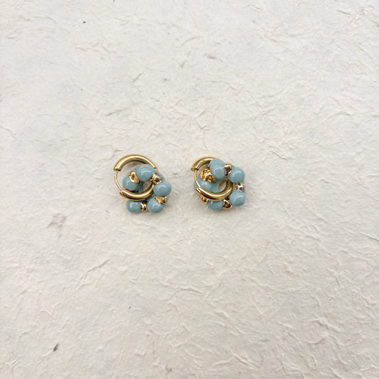 Boucles d’oreilles «Violette» bleu et or