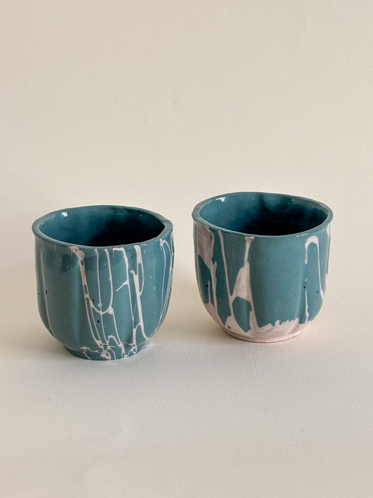 Tasse porcelaine rose et bleu (droite) 120ml