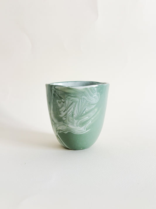 Tasse tactile herisson en porcelaine - Taille M rose et vert pomme (250ml)
