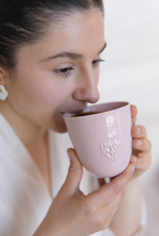 Tasse tactile cœur en porcelaine - Taille M (250ml)
