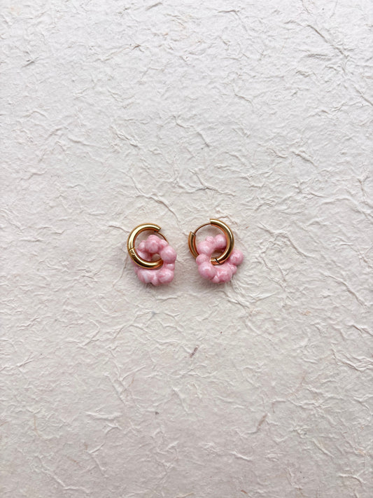 Boucles d’oreilles « Violette » rose marbrée