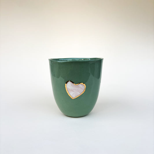 Tasses Coeur en porcelaine dorées a l’or fin 3 modèles uniques - Taille M (250ml)