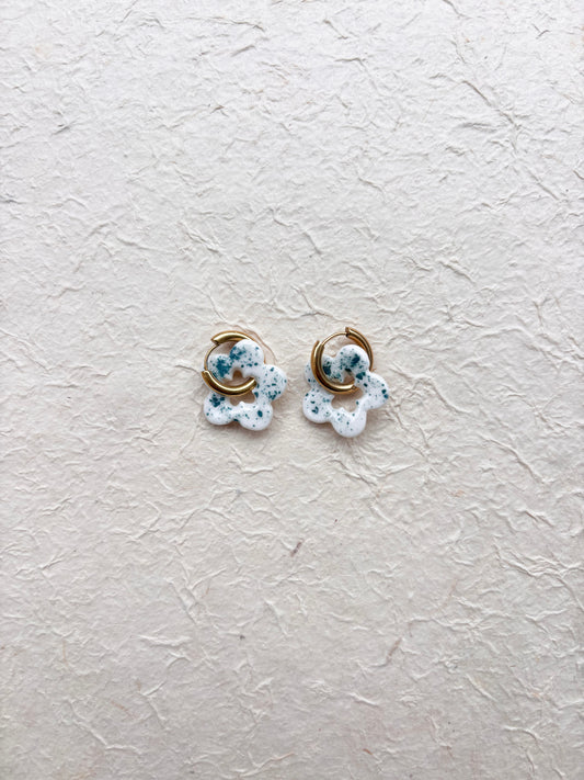 Boucle d’oreille « Emma » terrazo vert