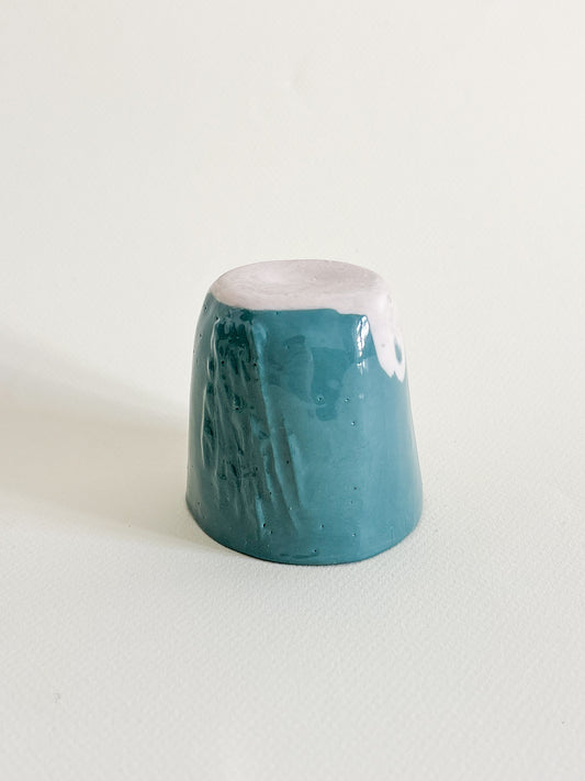 Tasse à café porcelaine bleu canard et rose ( 110ml)