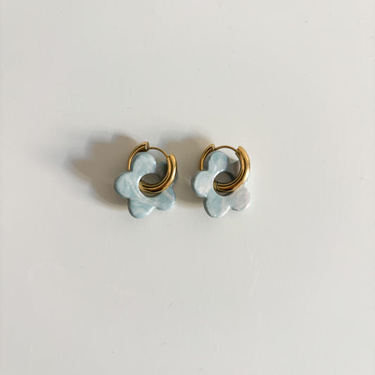 Boucles d’oreilles Emma - Marbrée Bleu et rose