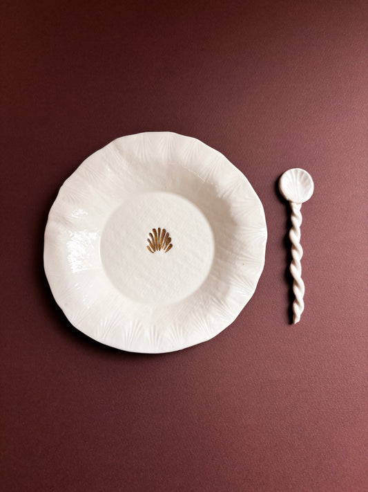 Petite assiette à dessert en porcelaine et Or
