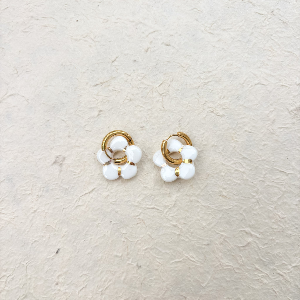 Boucles d’oreilles “Emma” – Porcelaine blanche dorée à l’or